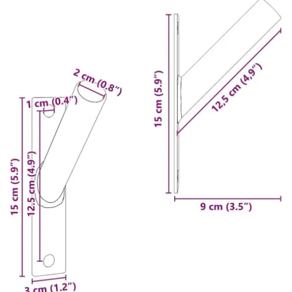Flagstangholder i rustfrit stål - Moderne design | Farve: Sort | Størrelse: 15x3 cm