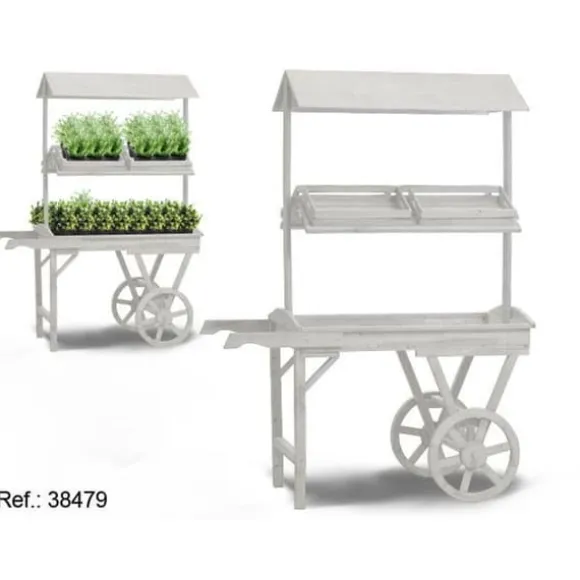 Flowerpot Standt with Wheels Ibergarden WA15379-1 White Fir wood 130 x 178 x 70 cm