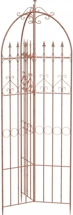 Flowton Antique Style Metal Garden Trellis - Brown, Robust and Durable for Climbing Plants, Easy Assembly