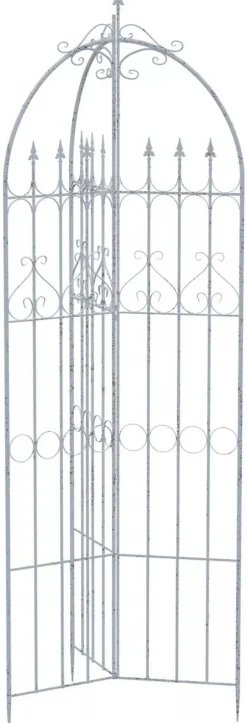 Flowton Metal Trellis for Climbing Plants & Flower Beds - Antique White, Partially Assembled, 70x70x234 cm