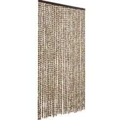 Flueforhæng i blødt chenille - Insektgardin | Farve: Beige og brun | Størrelse: 118x220 cm