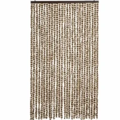 Flueforhæng i blødt chenille - Insektgardin | Farve: Beige og brun | Størrelse: 118x220 cm