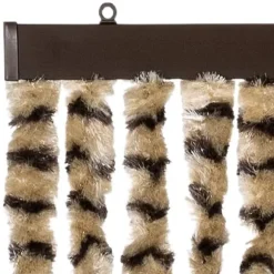 Flueforhæng i blødt chenille - Insektgardin | Farve: Beige og brun | Størrelse: 118x220 cm