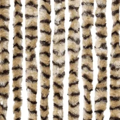 Flueforhæng i blødt chenille - Insektgardin | Farve: Beige og brun | Størrelse: 118x220 cm