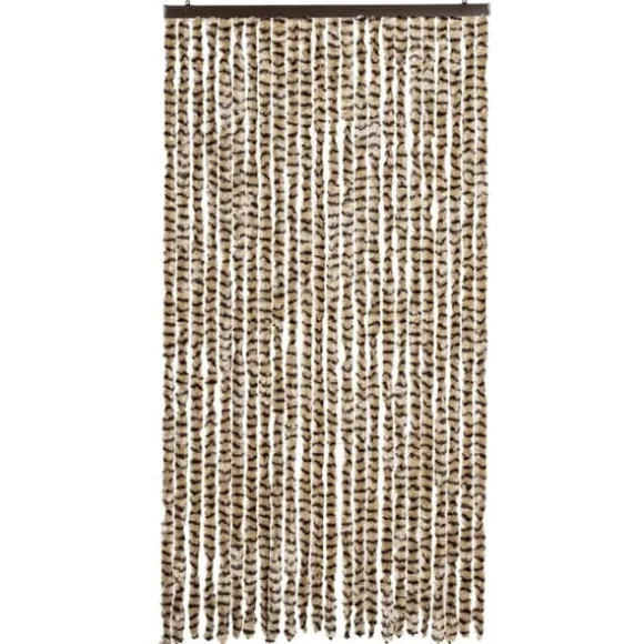 Flueforhæng i chenille - Dørgardin til insektbeskyttelse | Farve: Beige og Brun | Størrelse: 100x230 cm