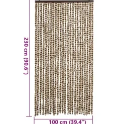 Flueforhæng i chenille - Dørgardin til insektbeskyttelse | Farve: Beige og Brun | Størrelse: 100x230 cm