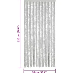 Flueforhæng i chenille - Dørgardin | Størrelse: 90x220 cm | Farve: Grå