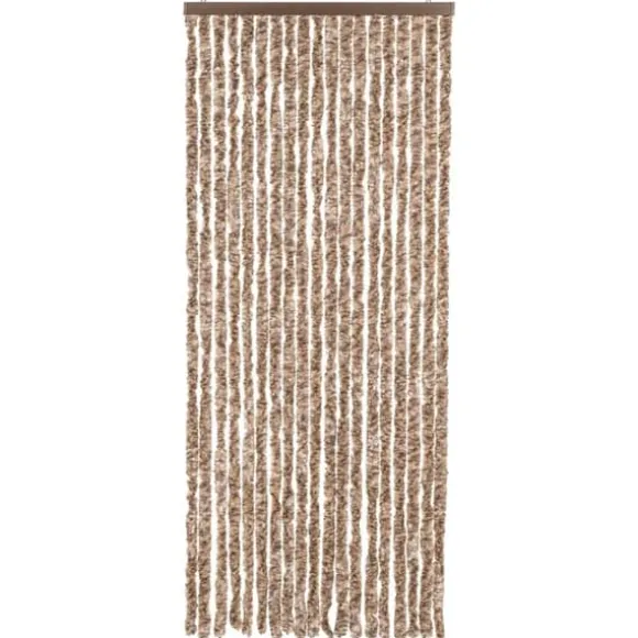 Flueforhæng i chenille - Insektgardin | Farve: Beige og mørkebrun | Størrelse: 56x185 cm
