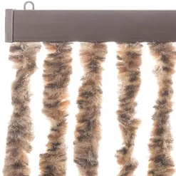 Flueforhæng i chenille - Insektgardin | Farve: Beige og mørkebrun | Størrelse: 56x185 cm
