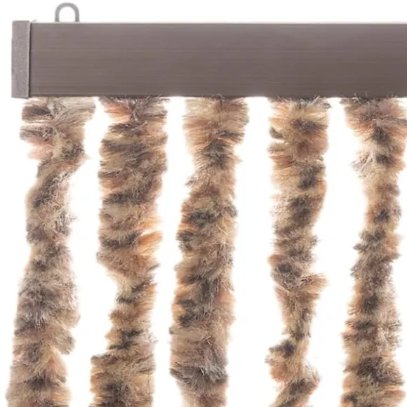 Flueforhæng i chenille - Insektgardin | Farve: Beige og mørkebrun | Størrelse: 56x185 cm