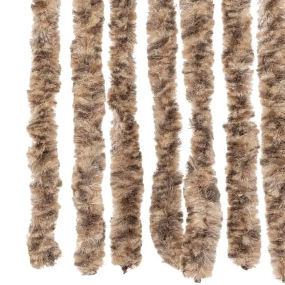 Flueforhæng i chenille - Insektgardin | Farve: Beige og mørkebrun | Størrelse: 56x185 cm