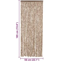 Flueforhæng i chenille - Insektgardin | Farve: Beige og mørkebrun | Størrelse: 56x185 cm