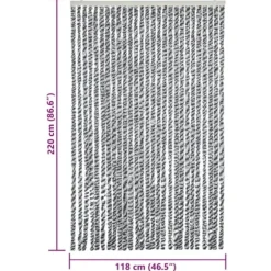 Flueforhæng i chenille - Insektgardin | Størrelse: 1118x220 cm | Farve: Grå, Sort-Hvid