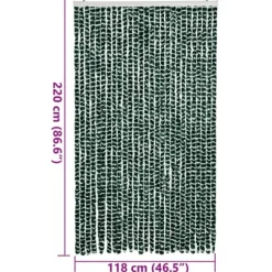Flueforhæng i chenille - Insektgardin | Farve: Grøn/Hvid | Størrelse: 118x220 cm