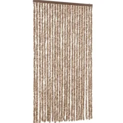 Flueforhæng i chenille - Insektgardin til dør | Farve: Beige og mørkebrun | Størrelse: 100x200 cm