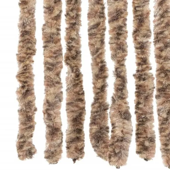 Flueforhæng i chenille - Insektgardin til dør | Farve: Beige og mørkebrun | Størrelse: 100x200 cm