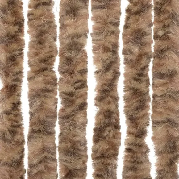 Flueforhæng i chenille - Insektgardin til dør | Farve: Beige og mørkebrun | Størrelse: 100x200 cm