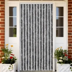 Flueforhæng 100x220 cm - Insektgardin i chenille | Farve: Grå/Svarte