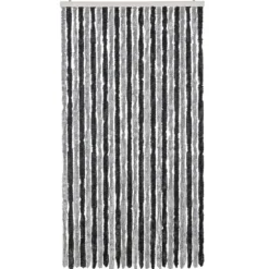 Flueforhæng 100x220 cm - Insektgardin i chenille | Farve: Grå/Svarte