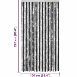 Flueforhæng 100x220 cm - Insektgardin i chenille | Farve: Grå/Svarte