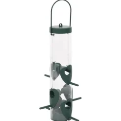 Foderautomater til fugle 3 stk. - Elegant design | Farve: Mørkegrøn | Størrelse: 17x17x32 cm