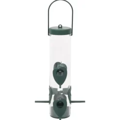 Foderautomater til fugle 3 stk. - Elegant design | Farve: Mørkegrøn | Størrelse: 17x17x32 cm