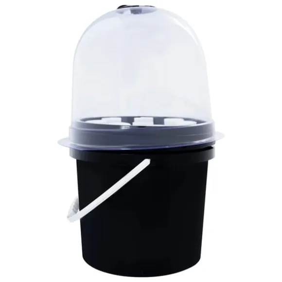 Fogponics hydroponisk system - Indendørs plantesæt - 8 plantepladser - Automatisk tågecyklus - Timer 60/30 min - 12–24 V DC - 27×27×29 cm - Sort