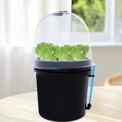 Fogponics hydroponisk system - Indendørs plantesæt - 8 plantepladser - Automatisk tågecyklus - Timer 60/30 min - 12–24 V DC - 27×27×29 cm - Sort