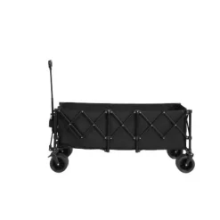 Foldbar ekstra rummelig trolley med terrængående hjul, 300L kapacitet og drikkeholder – kapacitet til 100 kg – sort