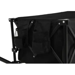 Foldbar ekstra rummelig trolley med terrængående hjul, 300L kapacitet og drikkeholder – kapacitet til 100 kg – sort