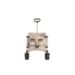 Foldbar havevogn med 100 kg kapacitet, robust 300L transportvogn med store terrængående hjul og drikkeholder - beige