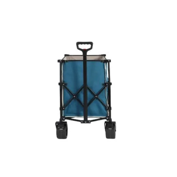 Foldbar vogn 220 kg med store hjul, holdbar 300L havevogn med terrænhjul og drikkeholder, blå