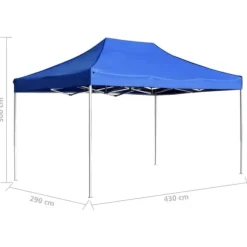 Foldbart festtelt aluminium - Professionelt partytelt | Størrelse: 4,5x3 m | Farve: Blå