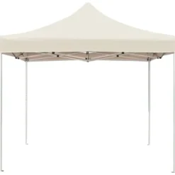 Foldbart festtelt i aluminium - Elegant cremefarvet design | Størrelse: 2x2 m