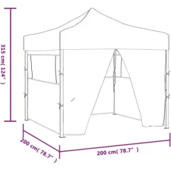 Foldbart festtelt med 4 sidevægge 2 x 2 m stål cremefarvet - Festtelt - Festtelte - Home & Living