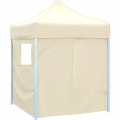 Foldbart festtelt med 4 sidevægge 2 x 2 m stål cremefarvet - Festtelt - Festtelte - Home & Living