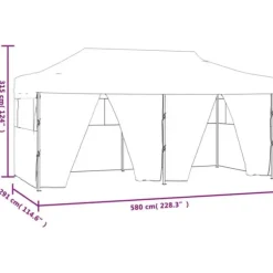 Foldbart festtelt med 4 sidevægge - UV-bestandigt & vandafvisende | Størrelse: 3x6 m | Farve: Blå