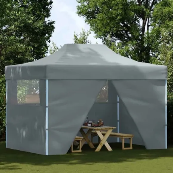 Foldbart festtelt med 4 sidevægge - UV-bestandigt, vandafvisende | Størrelse: 3x4 m | Farve: Antracitgrå