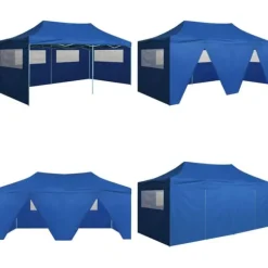 Foldbart festtelt med 4 sidevægge 3 x 6 m stål blå - Festtelt - Festtelte - Home & Living