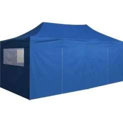 Foldbart festtelt med 4 sidevægge 3 x 6 m stål blå - Festtelt - Festtelte - Home & Living
