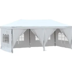 Foldbart festtelt med sidevægge 3x6 m | Farve: Hvid | UV-resistent og vandafvisende