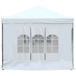 Foldbart festtelt med sidevægge 3x6 m | Farve: Hvid | UV-resistent og vandafvisende
