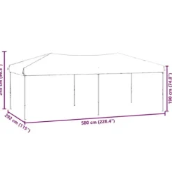 Foldbart festtelt med sidevægge 3x6 m | Farve: Hvid | UV-resistent og vandafvisende