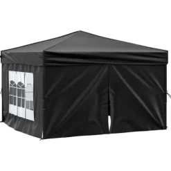 Foldbart festtelt med sidevægge - 2x2 m | Farve: Sort