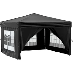 Foldbart festtelt med sidevægge - 2x2 m | Farve: Sort