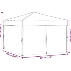 Foldbart festtelt med sidevægge - 2x2 m | Farve: Sort