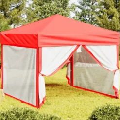 Foldbart festtelt med sidevægge 3x3 m - UV-resistent & vandafvisende | Farve: Rød