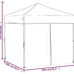 Foldbart festtelt med sidevægge - 2x2 m | Farve: Sort