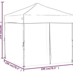 Foldbart festtelt med sidevægge - 2x2 m | Farve: Gråbrun