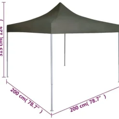 Foldbart festtelt 2x2 m - UV-bestanding & vandafvisende | Farve: Antracitgrå